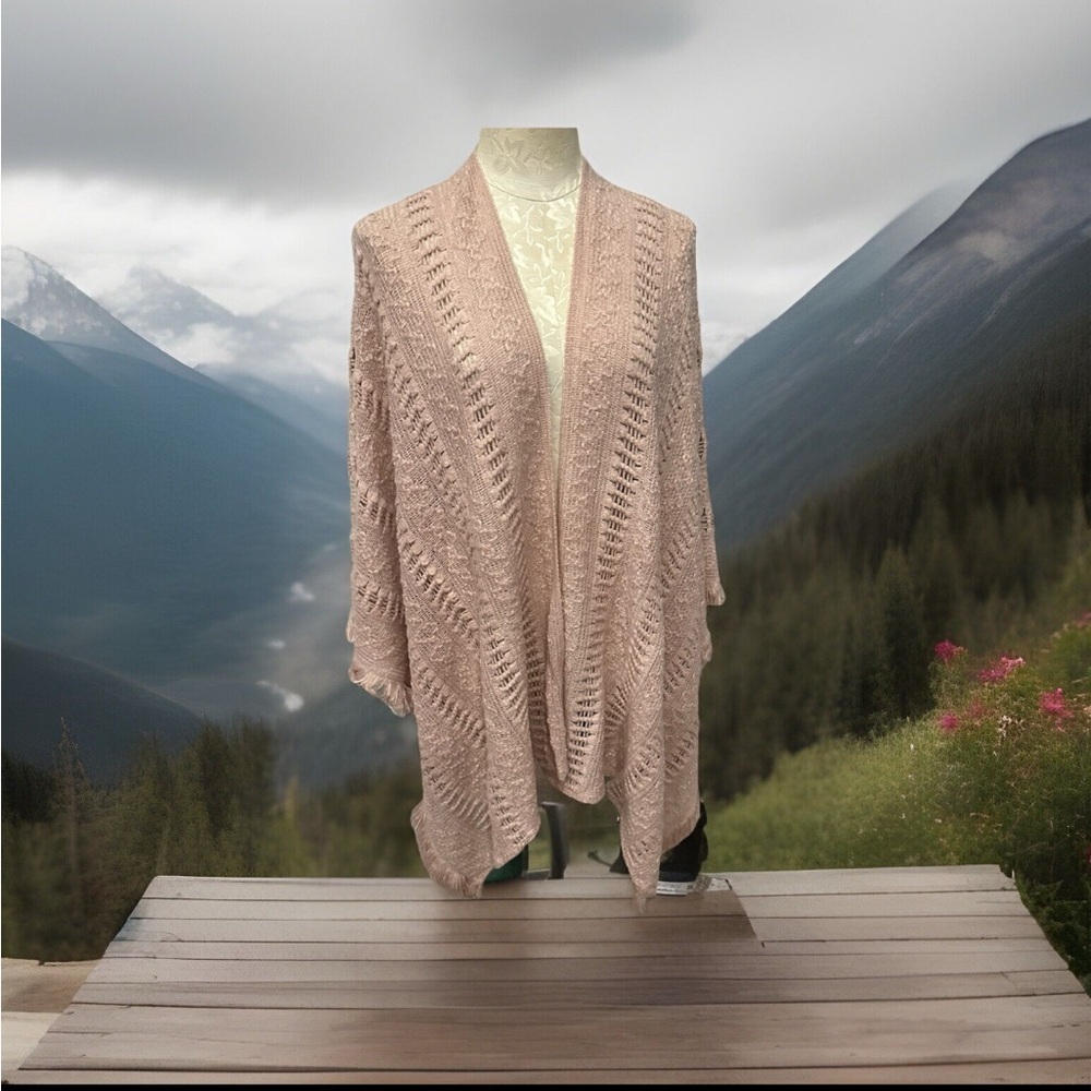 Knitted Shawl With other Tassels Woven Pink One Size